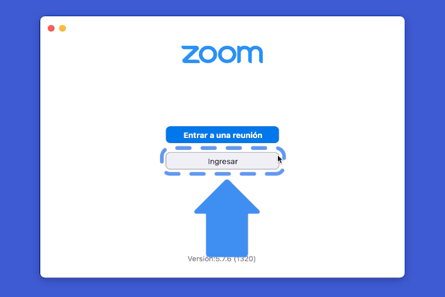 Hacer clic en botón ingresar, desde interfaz de Zoom, para ingresar a reunión